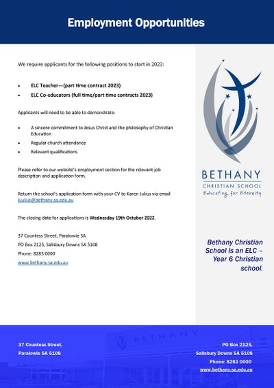 Bethany Christian School Teaching and ELC positions 2022.pdf