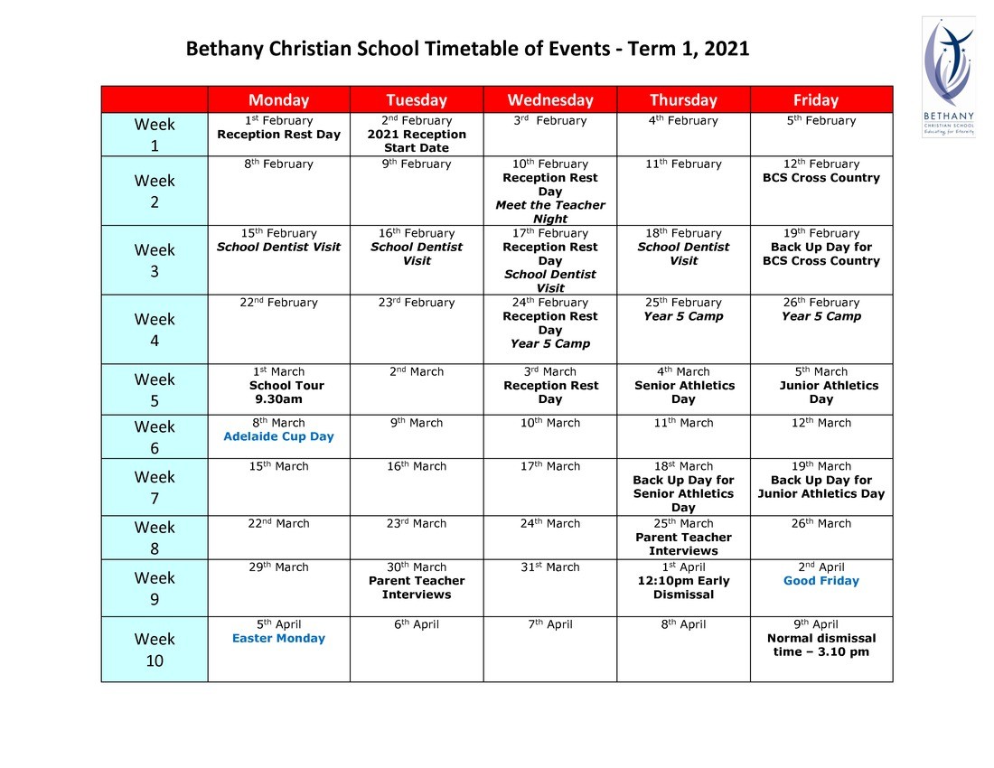 Timetable of Events - Term 1 2021.pdf