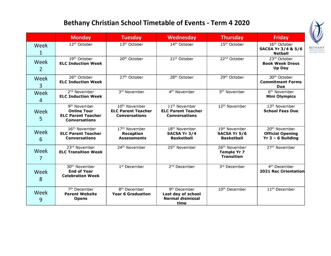Timetable of Events - Term 4 2020.pdf